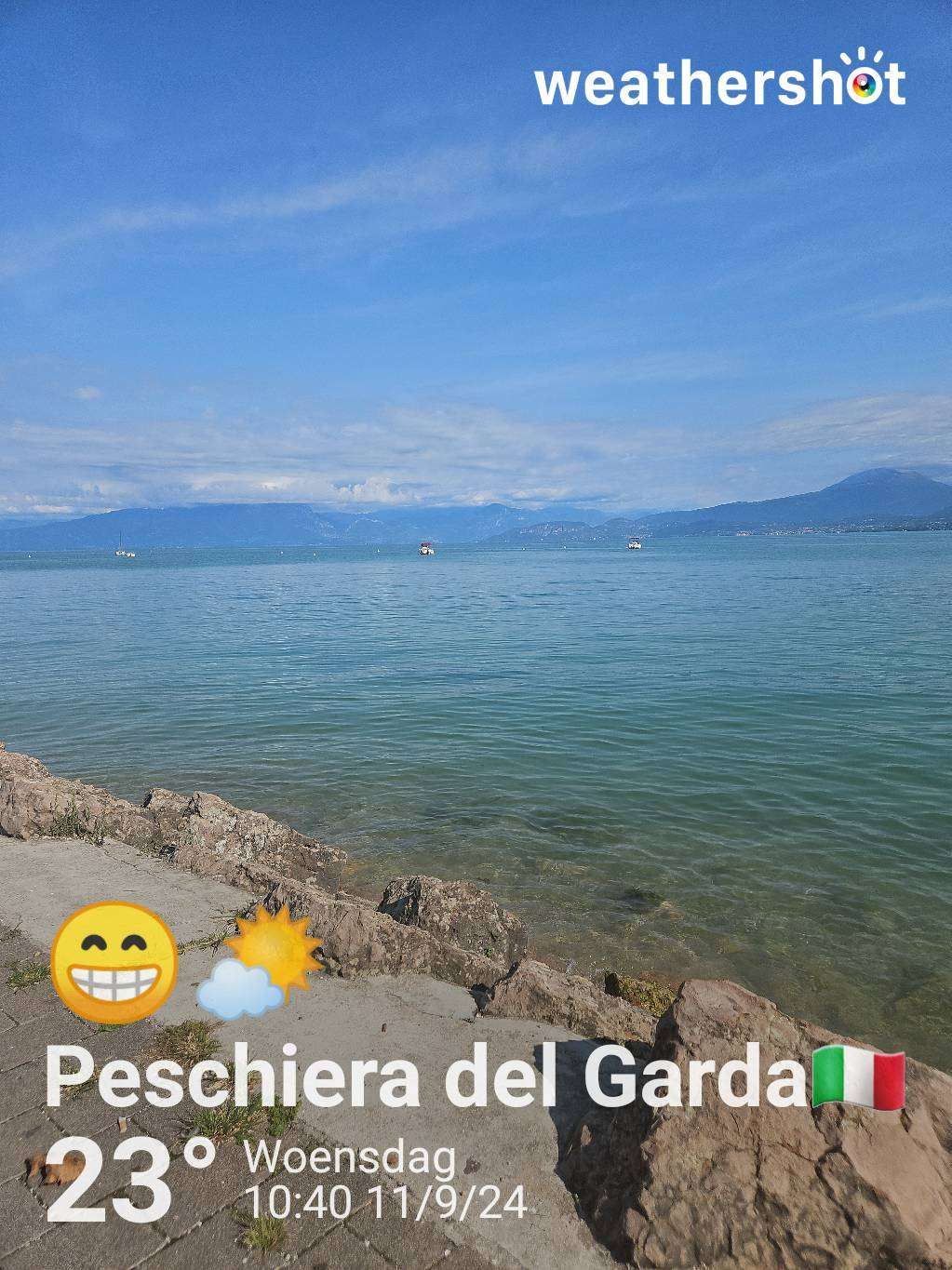 Partly cloudy weather in Peschiera del Garda, 23°C — September 11, 2024 (community photo)