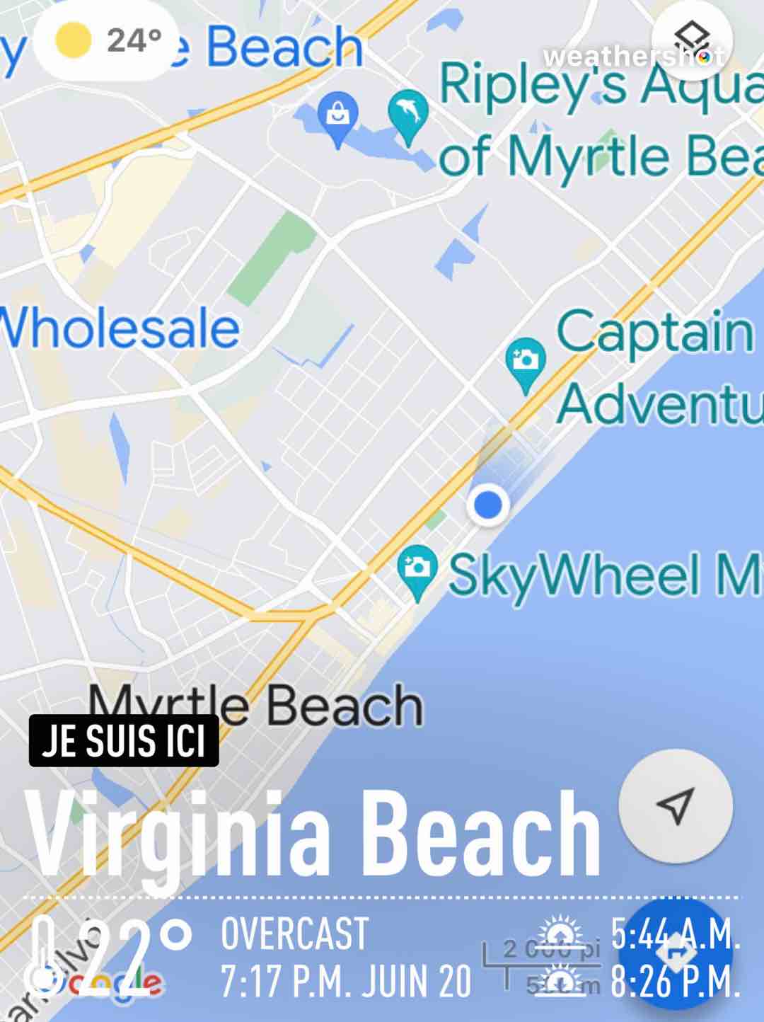 Cloudy weather in Virginia Beach, 72°F — June 20, 2023 (community photo)