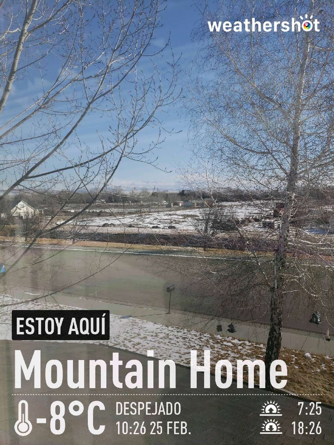 Sunny weather in Mountain Home, 18°F — February 25, 2022 (community photo)