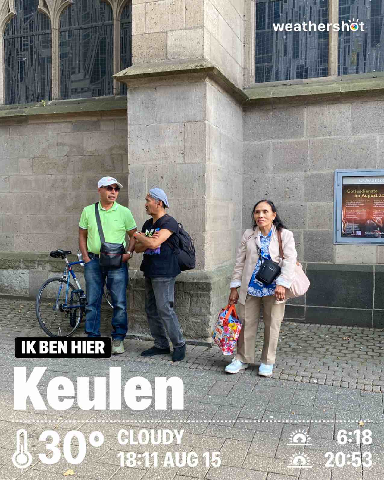 Cloudy weather in Köln, 30°C — August 15, 2026 (community photo)
