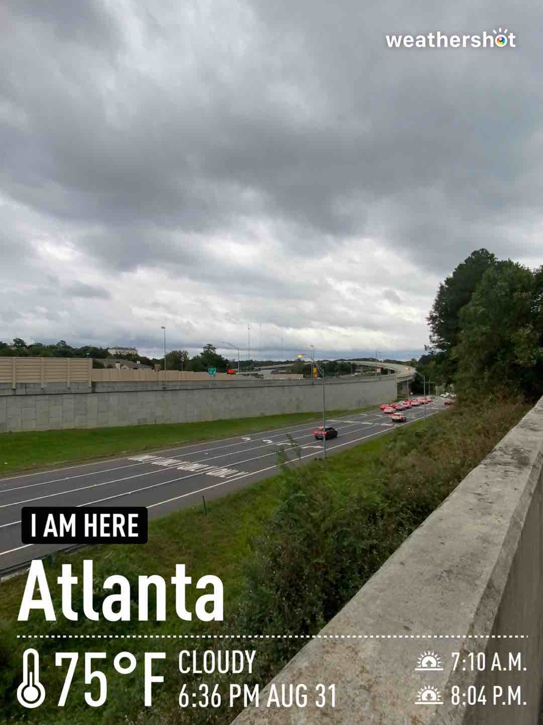 Cloudy weather in Atlanta, 75°F — August 31, 2021 (community photo)