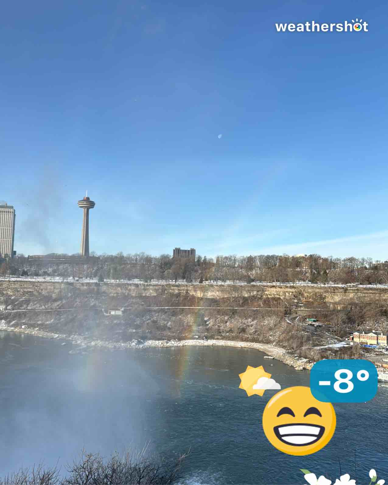 Partly cloudy weather in Niagara Falls, 18°F — December 8, 2025 (community photo)