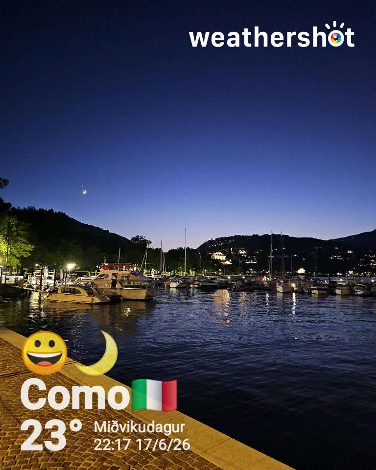 Clear night weather in Como, 23°C — June 17, 2026 (community photo)