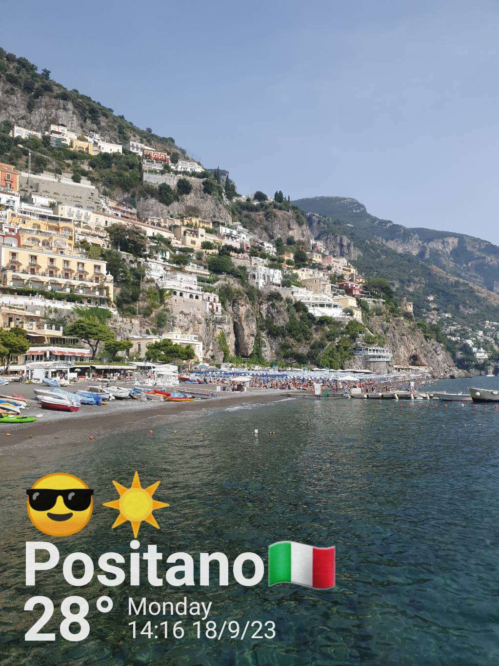 Clear weather near Positano, 28°C — September 18, 2023 (community photo)