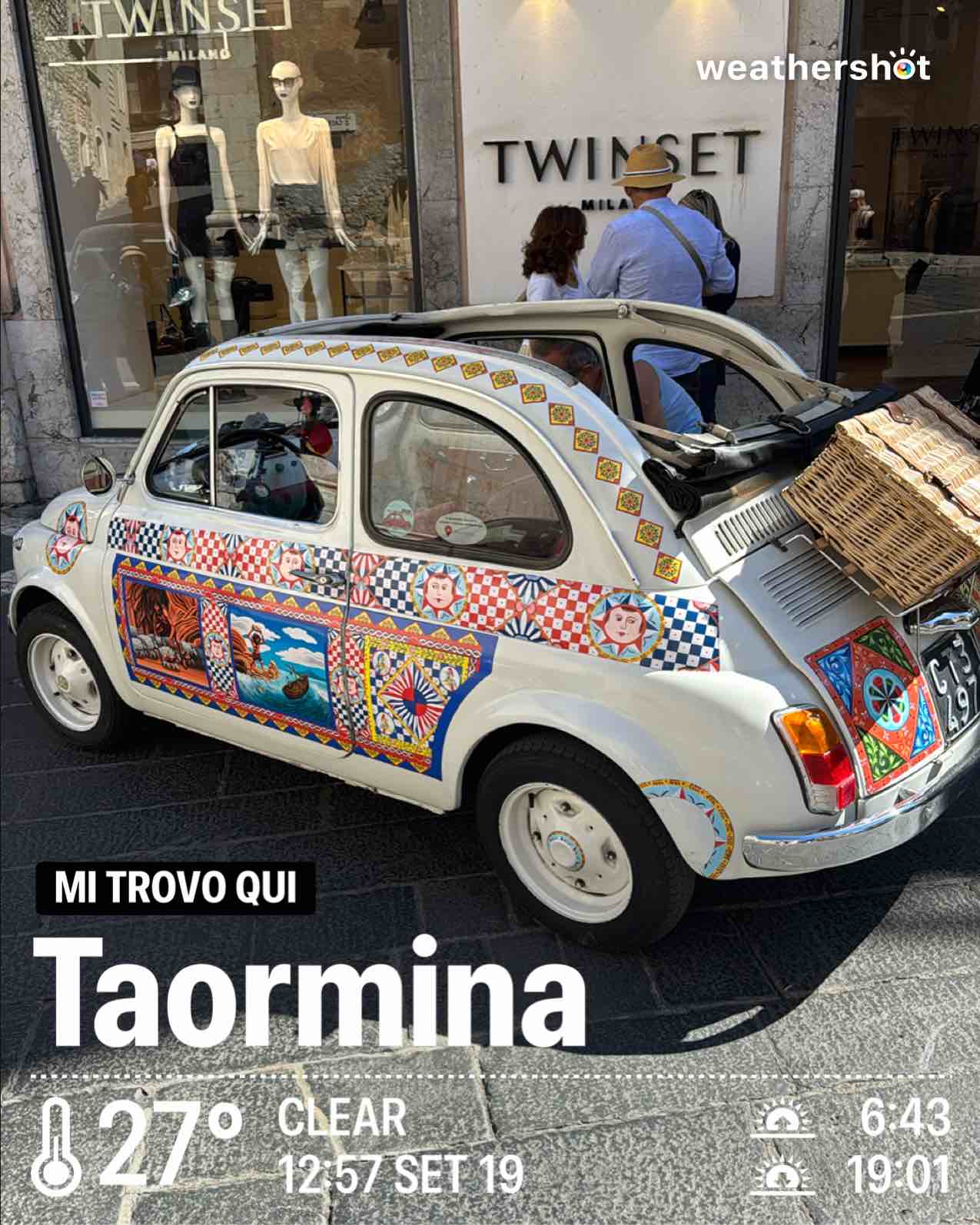 Weather in Taormina, 27°C — September 19, 2025 (community photo)
