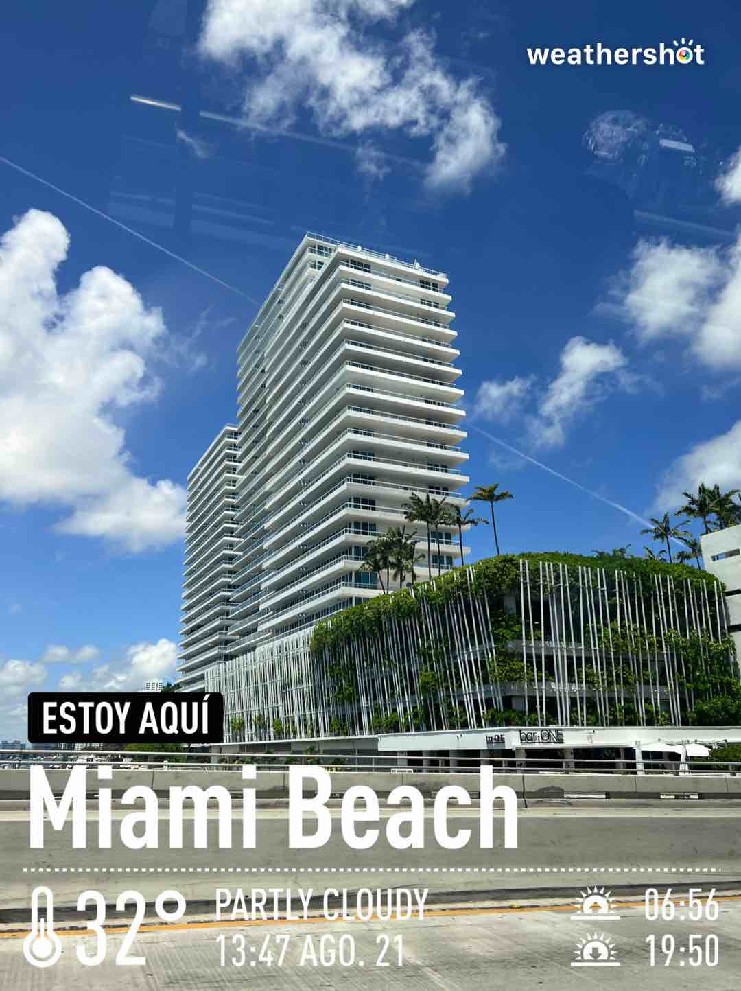 Partly cloudy weather in Miami Beach, 90°F — August 21, 2022 (community photo)