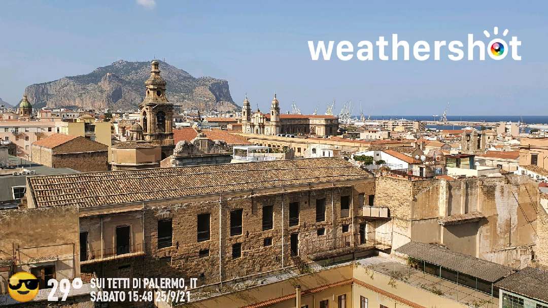 Clear night weather in Palermo, 27°C — September 25, 2021 (community photo)