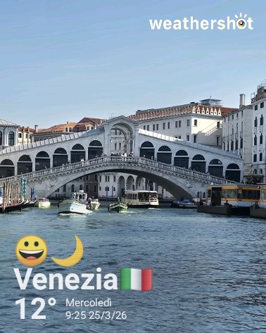 Clear night weather in Venezia, 12°C — March 25, 2026 (community photo)