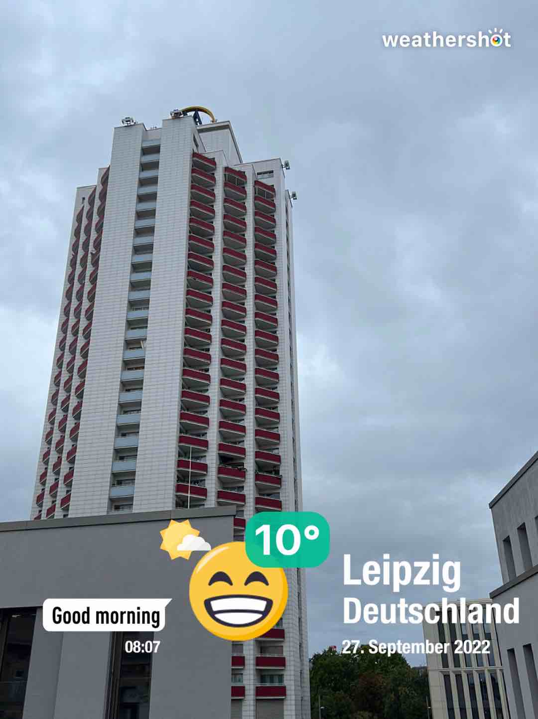 Partly cloudy weather in Leipzig, 10°C — September 27, 2022 (community photo)