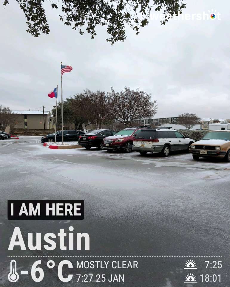 Clear weather in Austin, 21°F — January 25, 2026 (community photo)