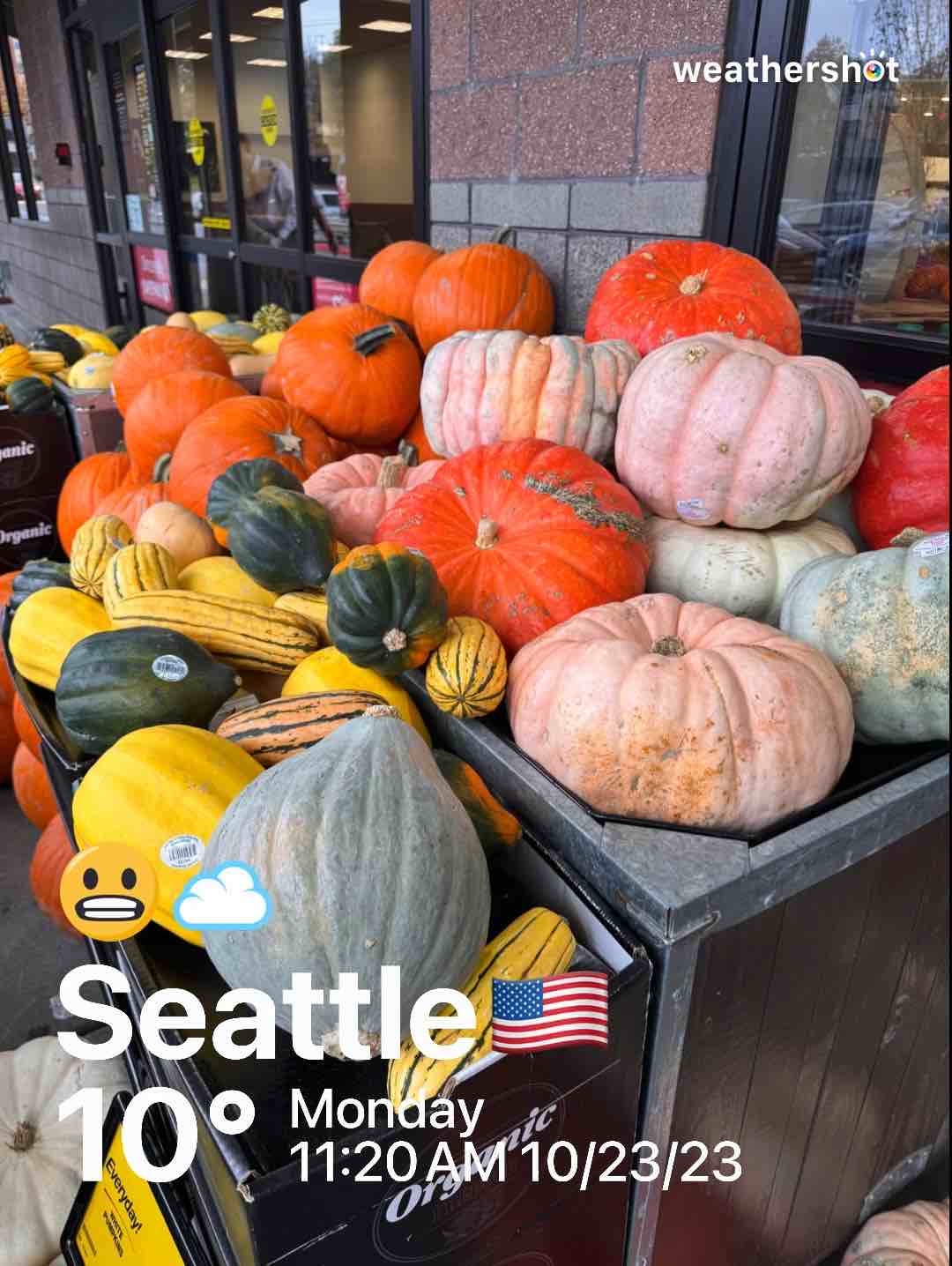 Cloudy weather in Seattle, 50°F — October 23, 2023 (community photo)