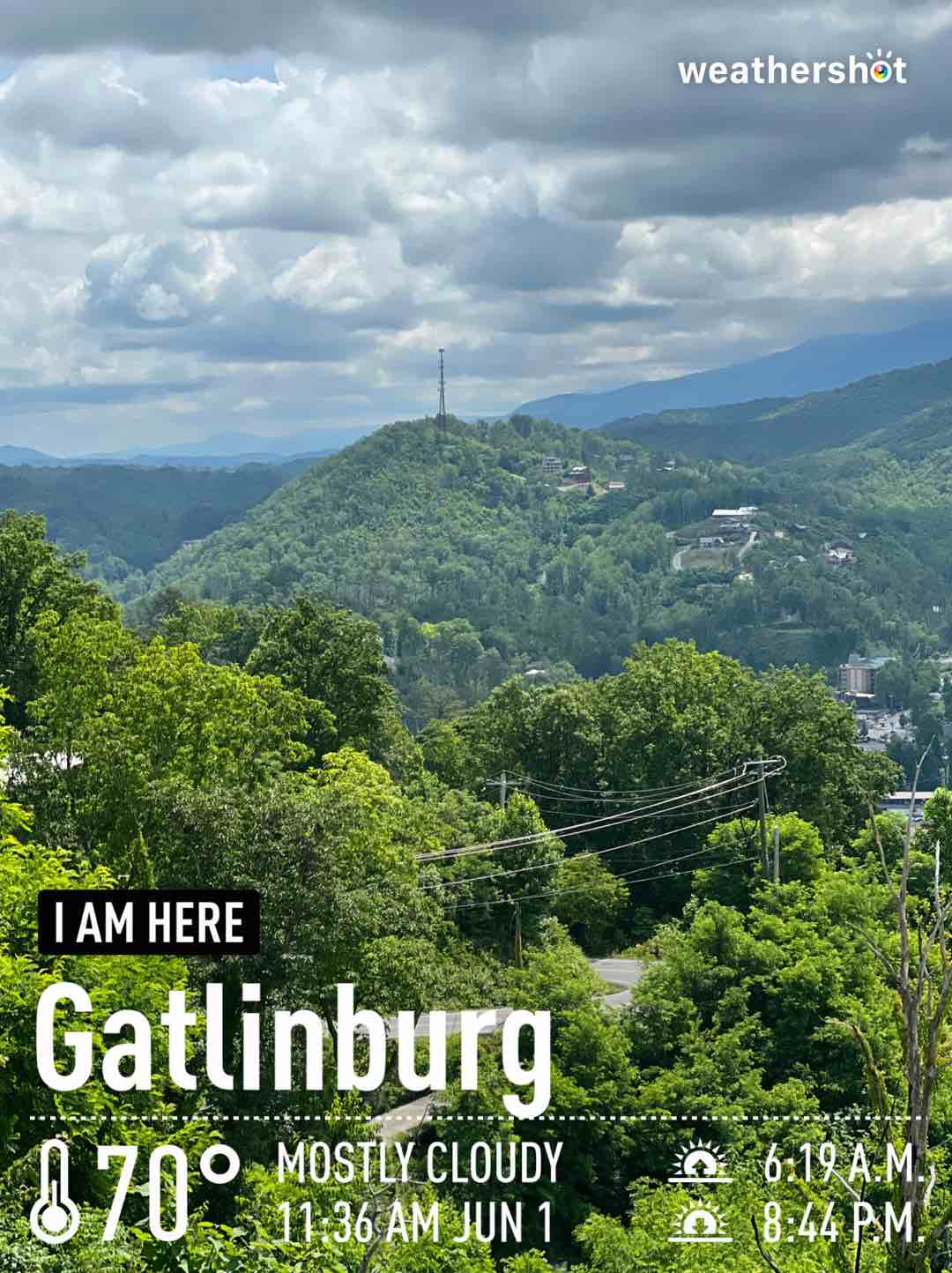 Weather in Gatlinburg, 70°F — July 11, 2023 (community photo)