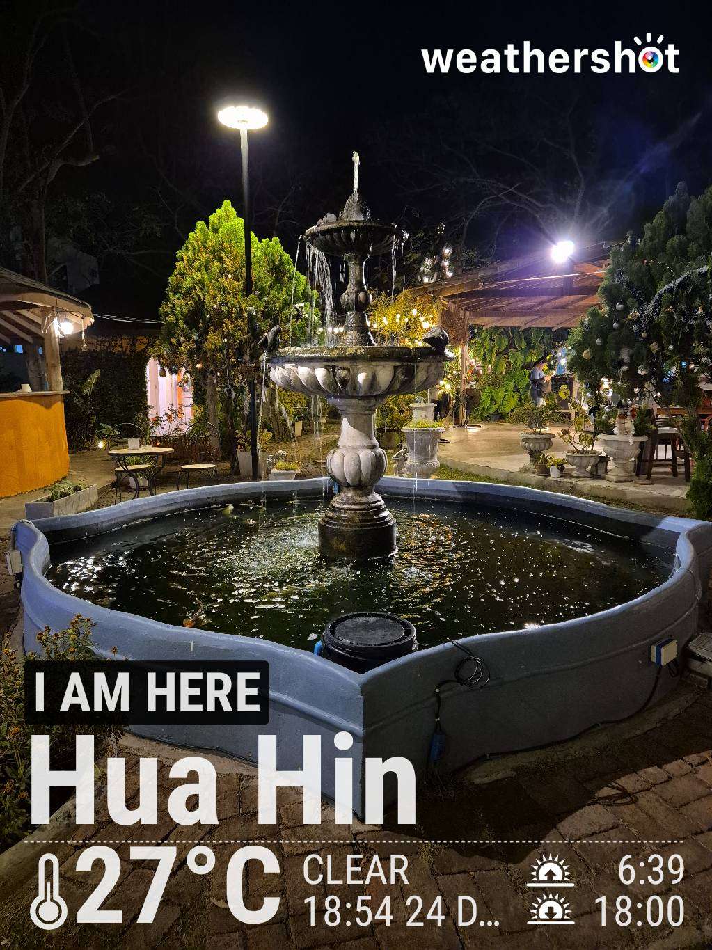 Clear night weather in Tambon Hua Hin, 27°C — December 24, 2024 (community photo)
