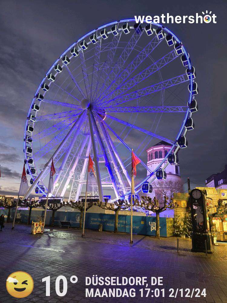 Wetter in Düsseldorf: klare Nacht, 27°C – 2. Dezember 2024 (Community-Foto)