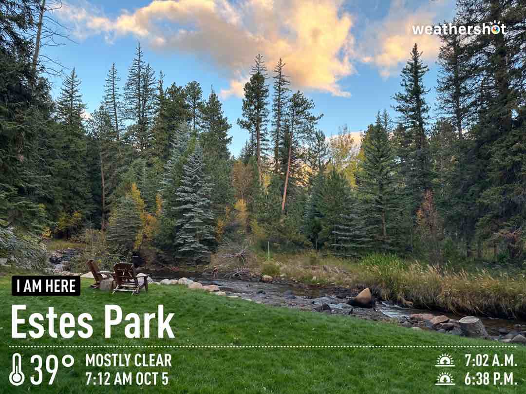 Weather in Estes Park, 39°F — October 5, 2023 (community photo)