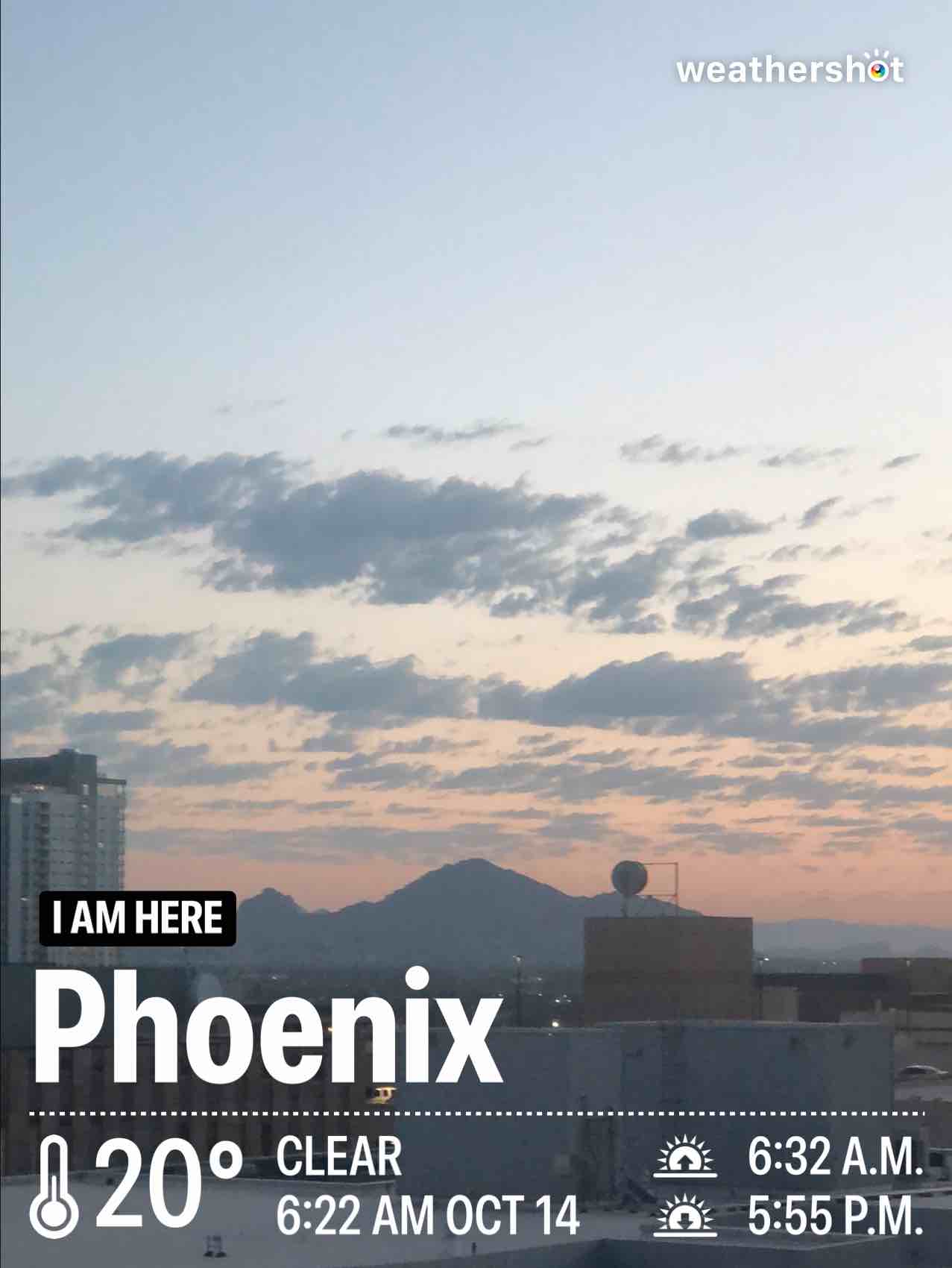 Clear weather in Phoenix, 68°F — October 14, 2024 (community photo)