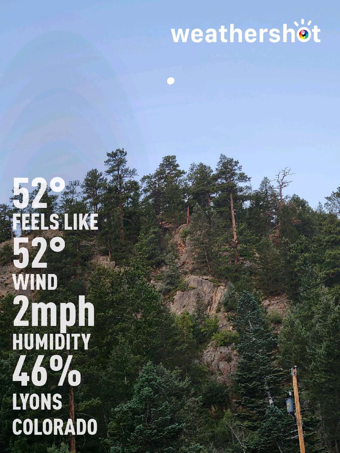 Sunny weather in Lyons, 52°F — August 25, 2021 (community photo)