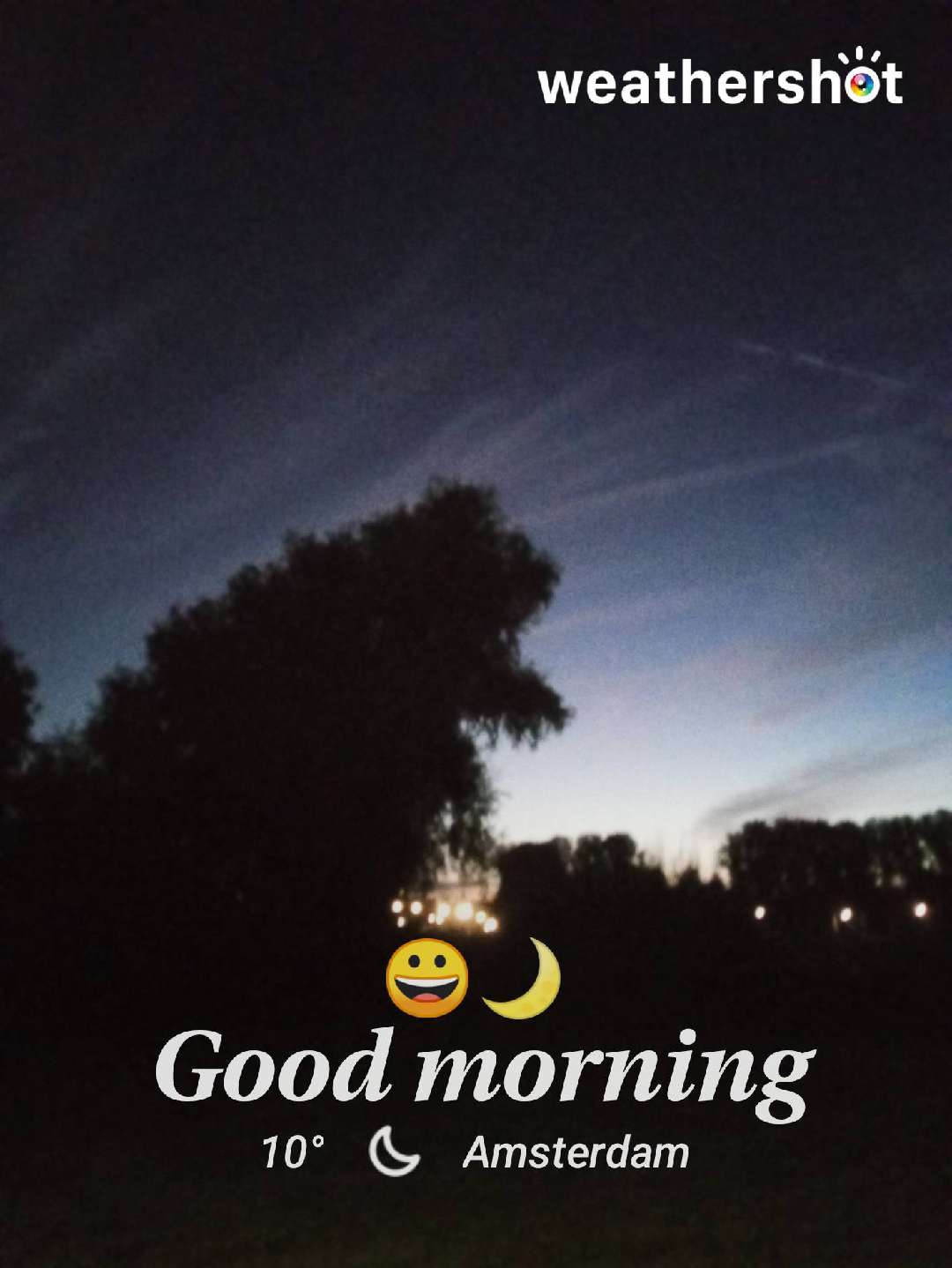 Clear night weather in Amsterdam, 10°C — September 21, 2021 (community photo)