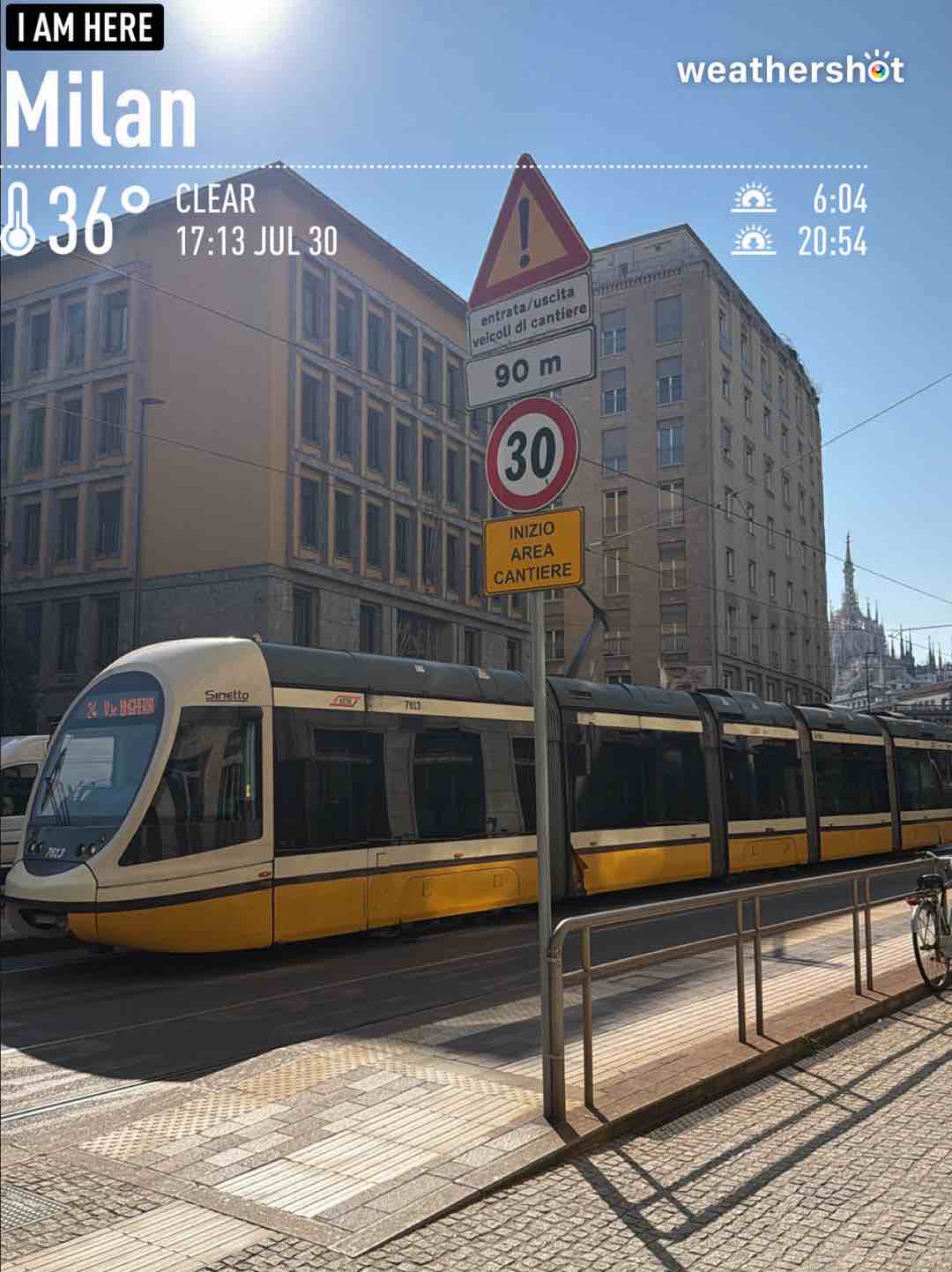 Weather in Milano, 36°C — July 30, 2026 (community photo)