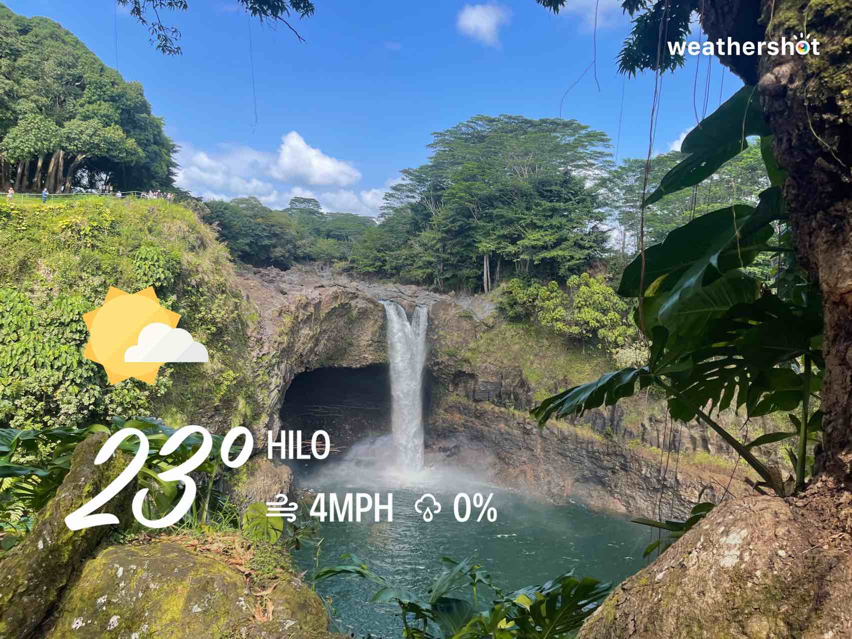Partly cloudy weather in Hilo, 73°F — March 29, 2025 (community photo)