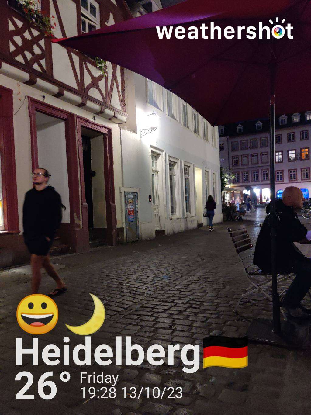 Clear night weather in Heidelberg, 26°C — October 13, 2023 (community photo)