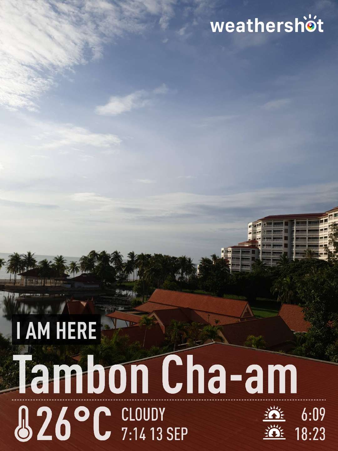 Cloudy weather in Tambon Cha-am, 26°C — September 13, 2021 (community photo)