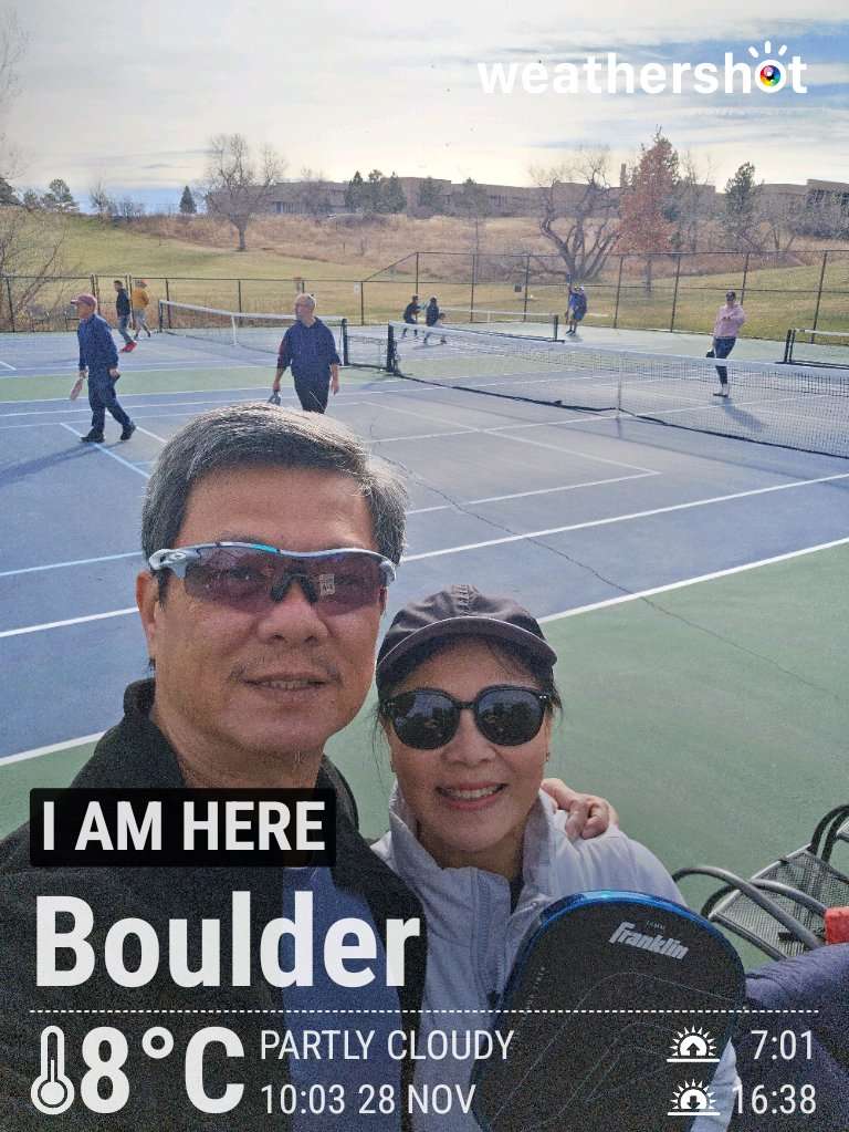 Partly cloudy weather in Boulder, 46°F — November 28, 2025 (community photo)
