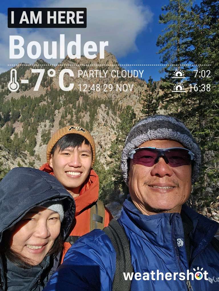 Partly cloudy weather in Eldorado Springs, 19°F — November 29, 2025 (community photo)