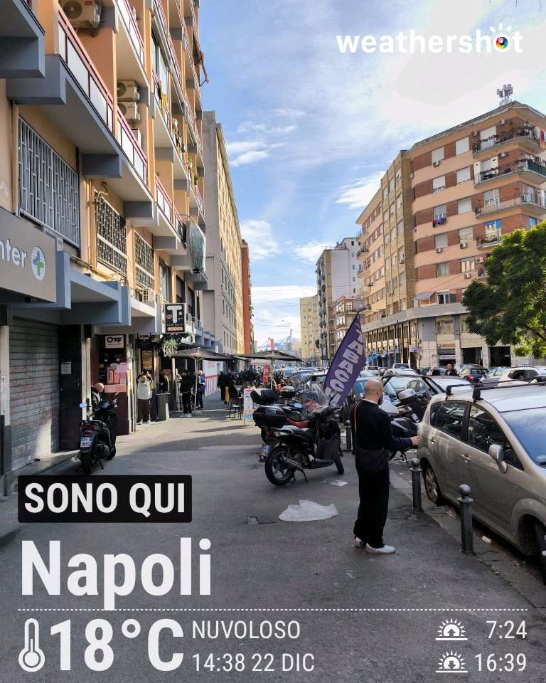 Cloudy night weather in Napoli, 18°C — December 22, 2025 (community photo)