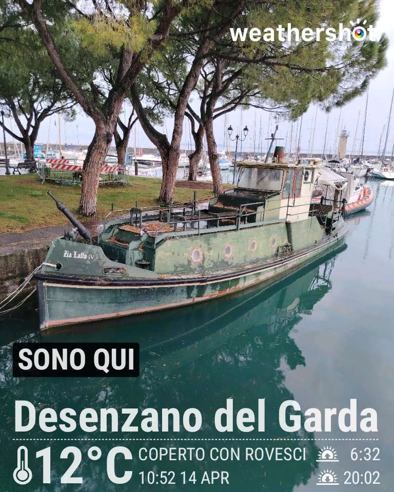 Rainy night weather in Desenzano del Garda, 12°C — April 14, 2026 (community photo)