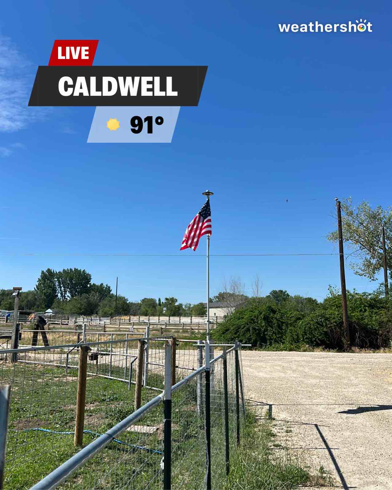 Clear weather in Caldwell, 91°F — July 7, 2026 (community photo)