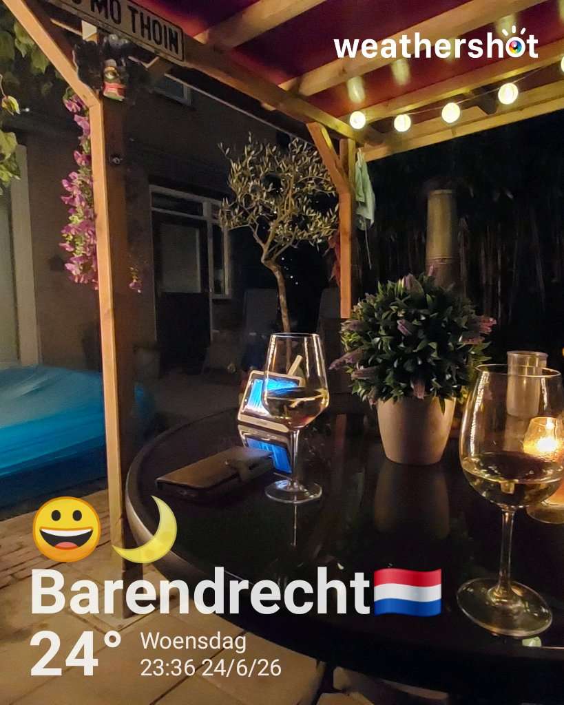 Clear night weather in Barendrecht, 24°C — June 24, 2026 (community photo)