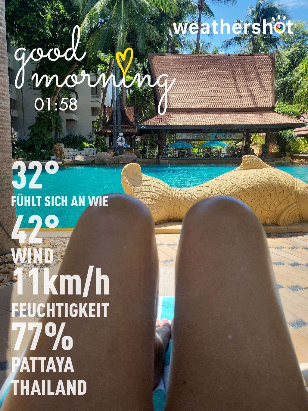 Partly cloudy weather in Muang Pattaya, 32°C — September 9, 2023 (community photo)
