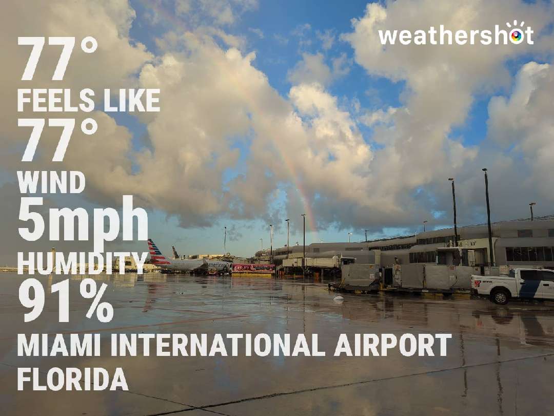 Partly cloudy weather in Miami, 77°F — August 30, 2024 (community photo)