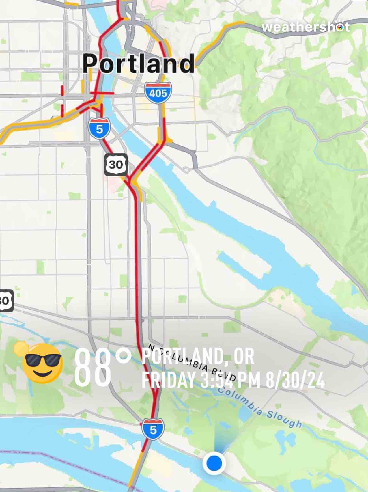 Clear weather in Portland, 88°F — August 30, 2024 (community photo)