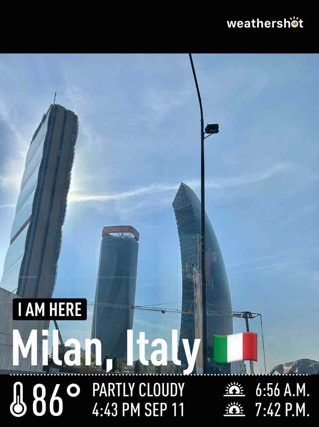 Weather in Milano, 30°C — September 11, 2023 (community photo)
