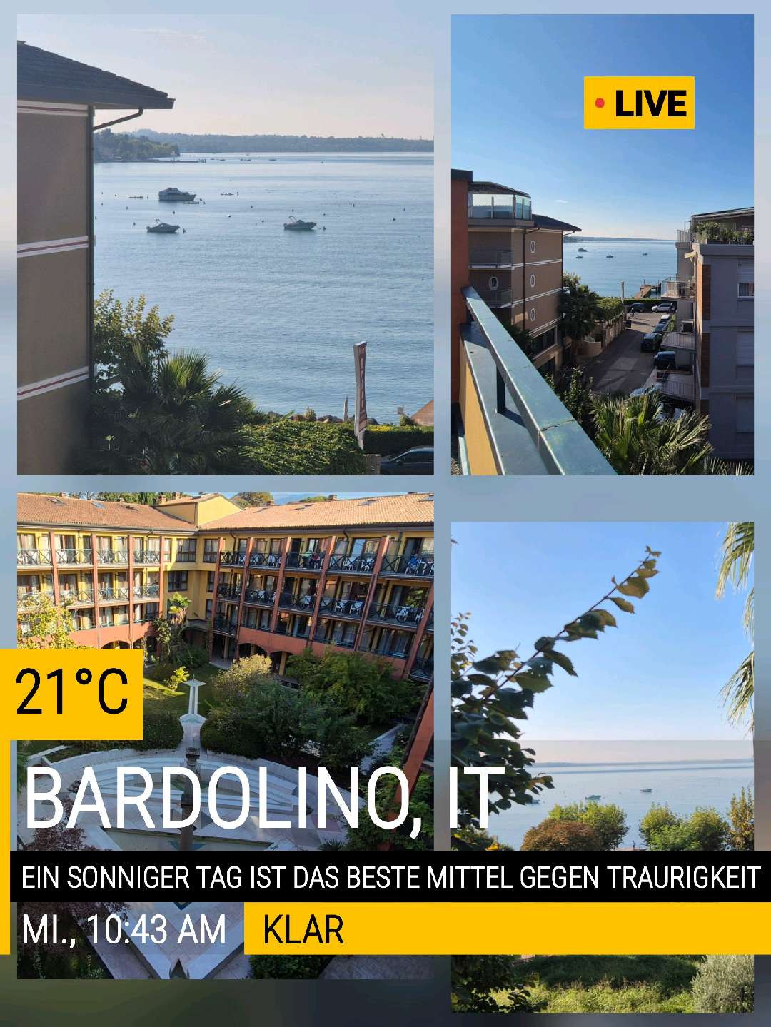 Sunny weather in Bardolino, 15°C — October 8, 2025 (community photo)