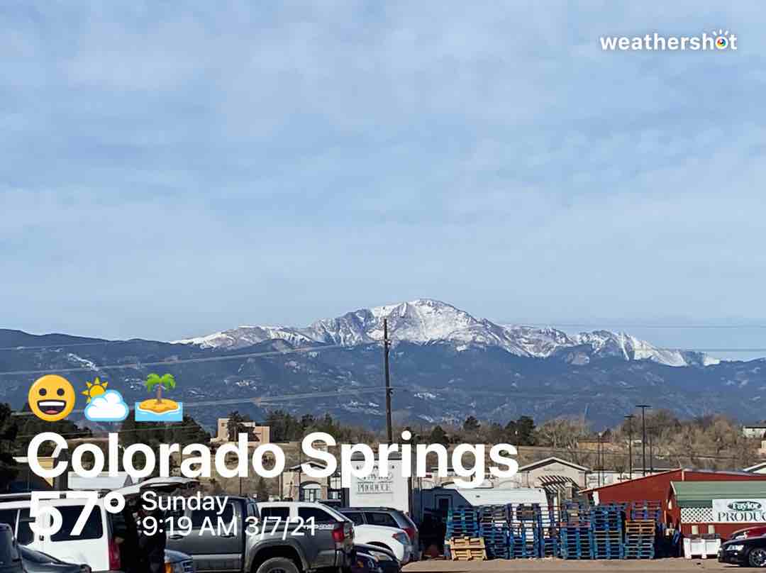 Partly cloudy weather in Colorado Springs, 57°F — March 7, 2021 (community photo)