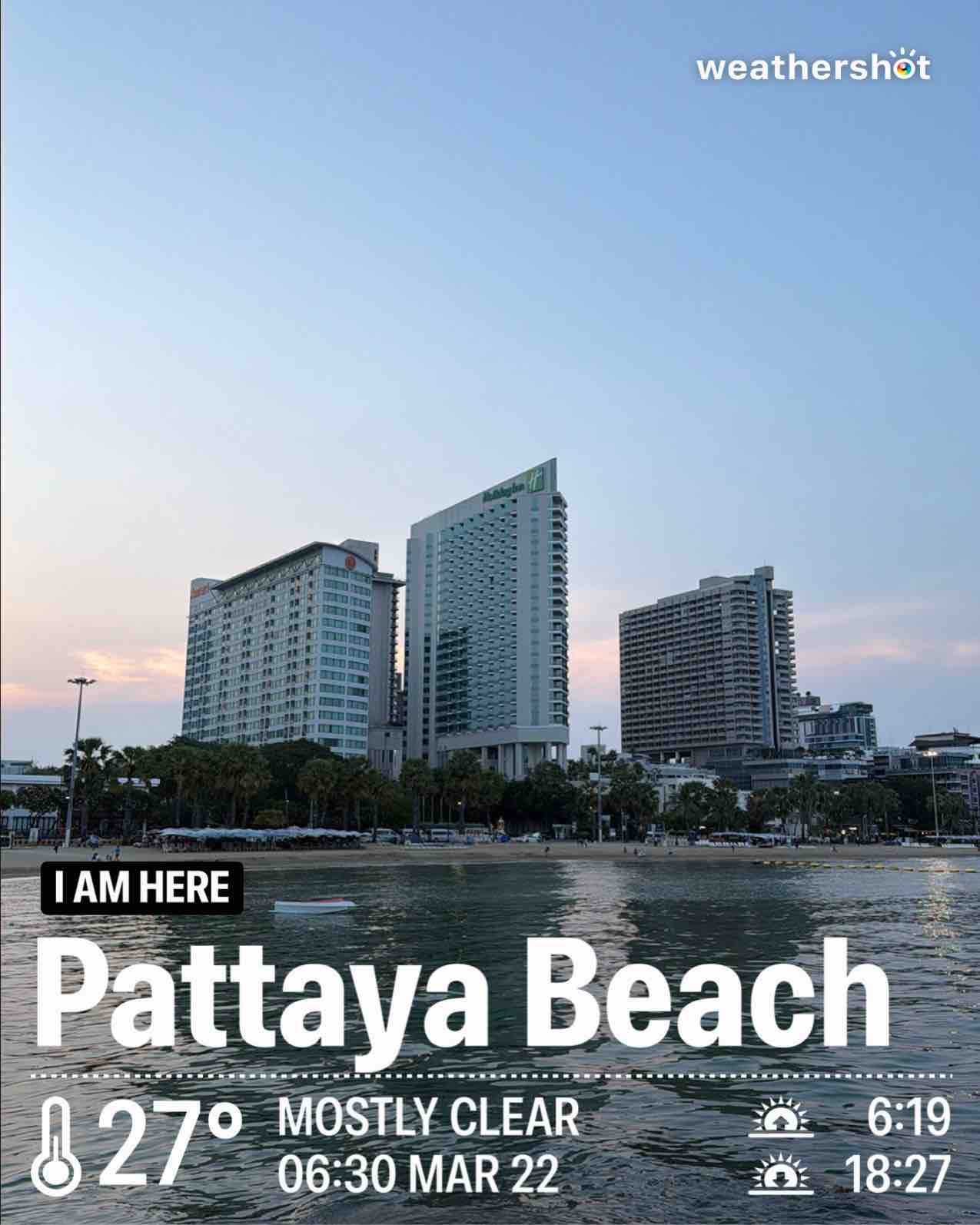 Weather in Muang Pattaya, 27°C — March 22, 2026 (community photo)