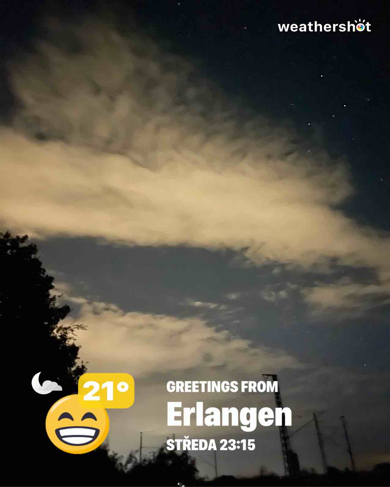 Weather in Erlangen, 21°C — August 19, 2026 (community photo)