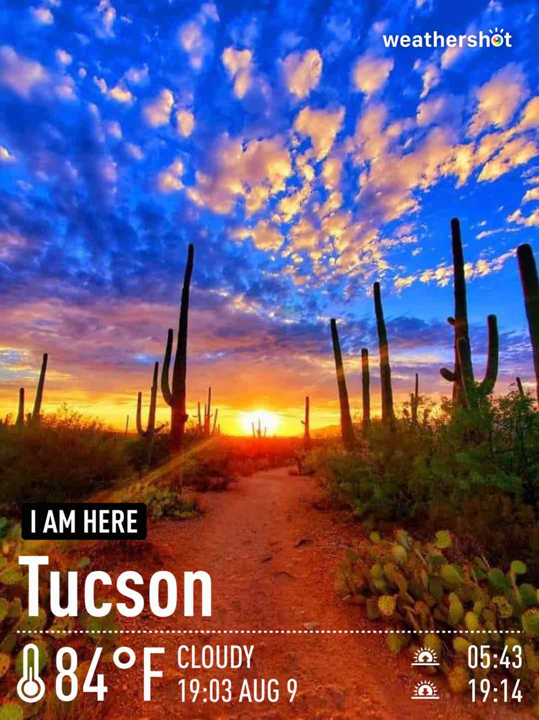 Cloudy weather in Tucson, 84°F — August 9, 2021 (community photo)