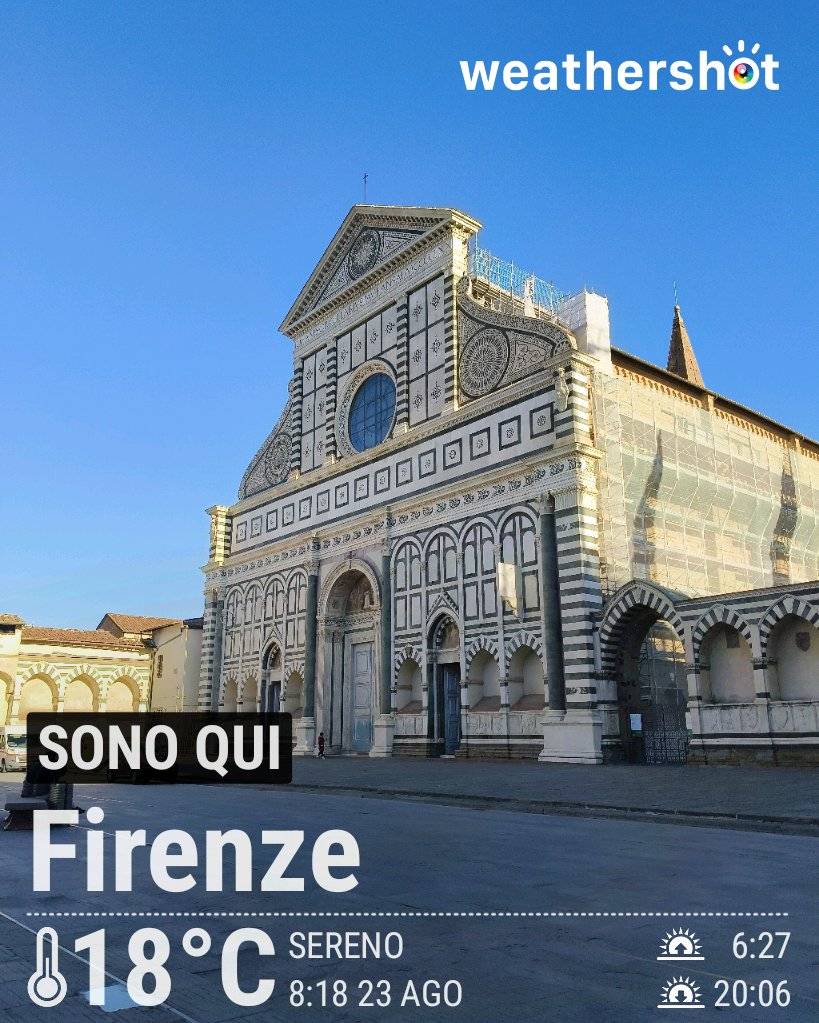 Sunny weather in Firenze, 18°C — August 23, 2026 (community photo)