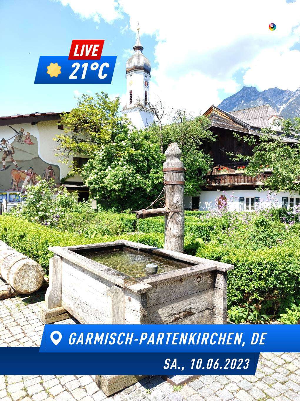 Sunny weather in Garmisch-Partenkirchen, 21°C — June 10, 2023 (community photo)