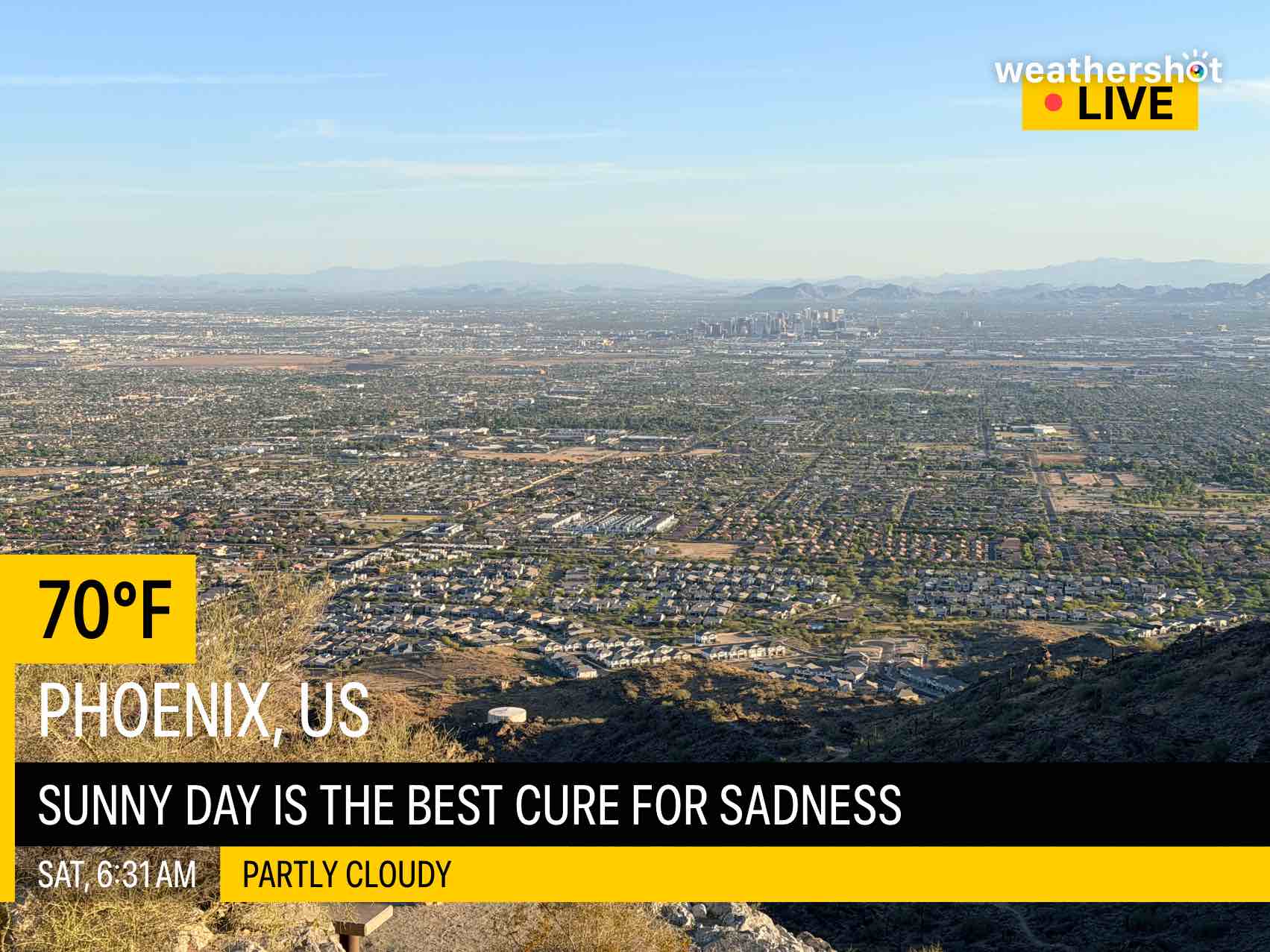 Clear weather in Phoenix, 70°F — May 2, 2026 (community photo)