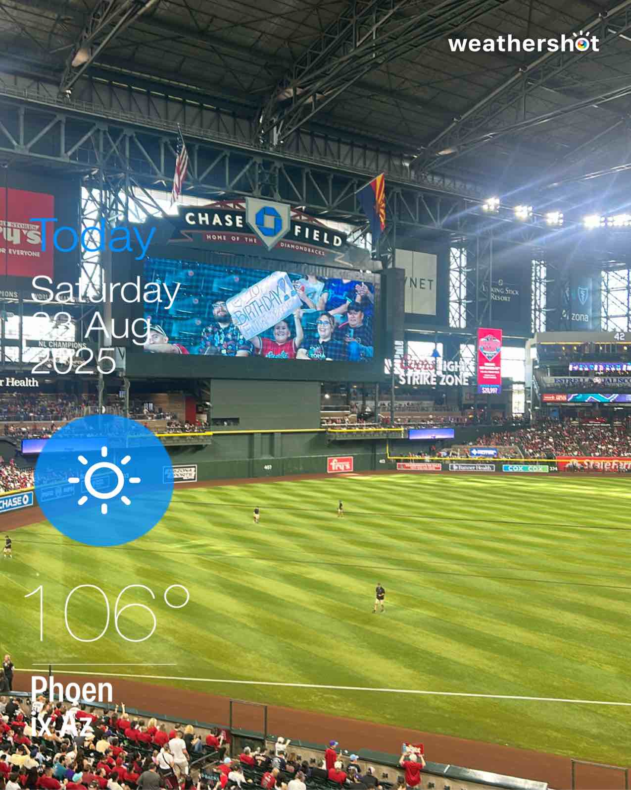 Clear weather in Phoenix, 106°F — August 23, 2025 (community photo)