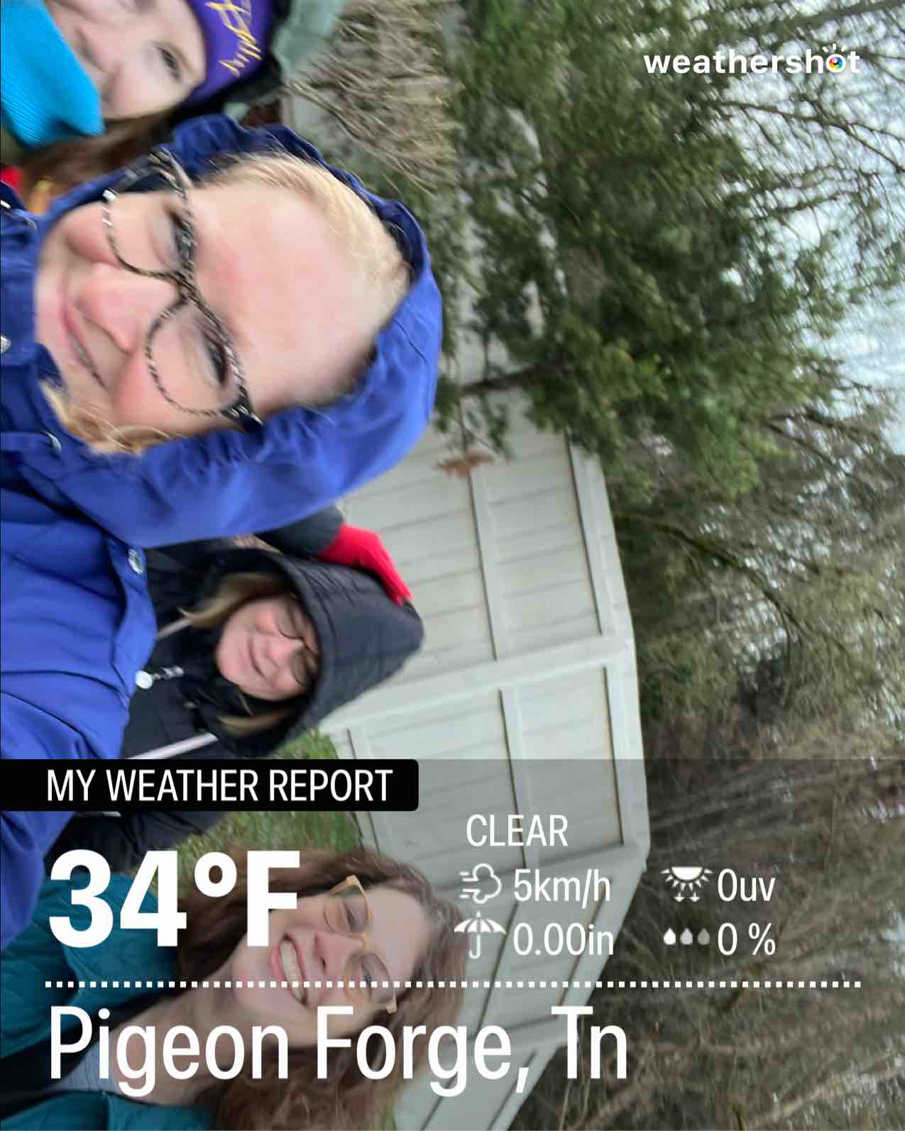 Weather in Pigeon Forge, 34°F — March 13, 2026 (community photo)