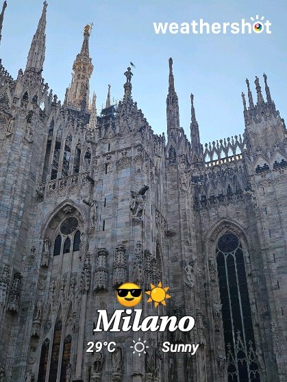 Sunny weather in Milano, 29°C — September 21, 2025 (community photo)