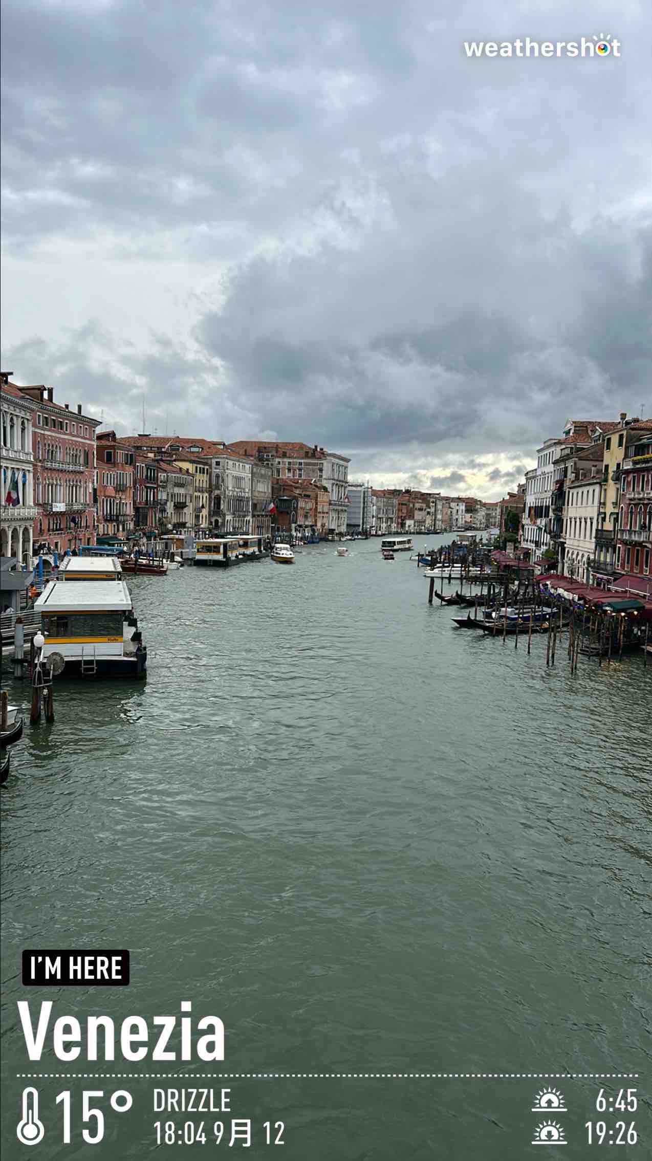 Rainy weather in Venezia, 15°C — September 12, 2024 (community photo)