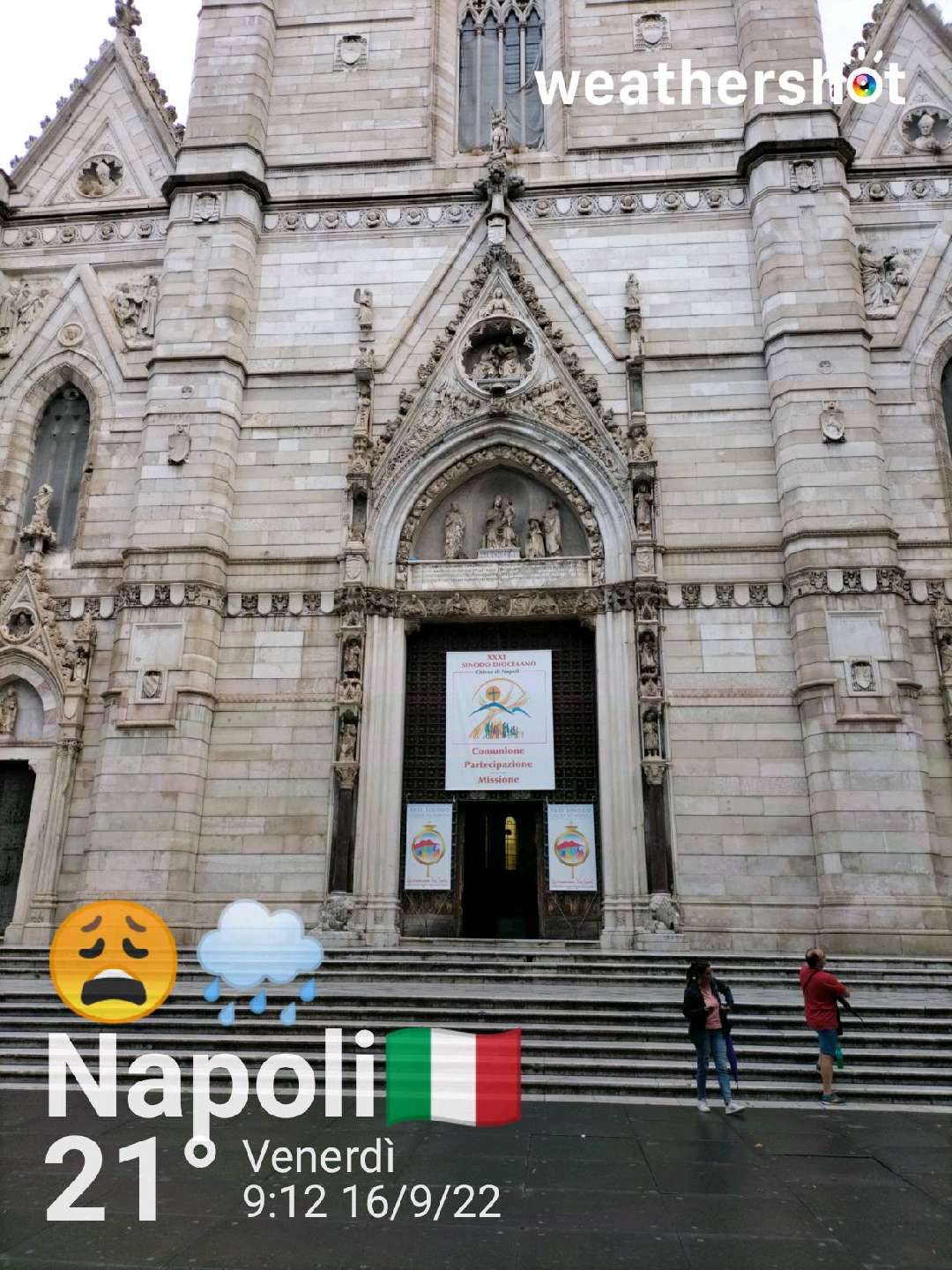 Rainy weather in Napoli, 21°C — September 16, 2022 (community photo)