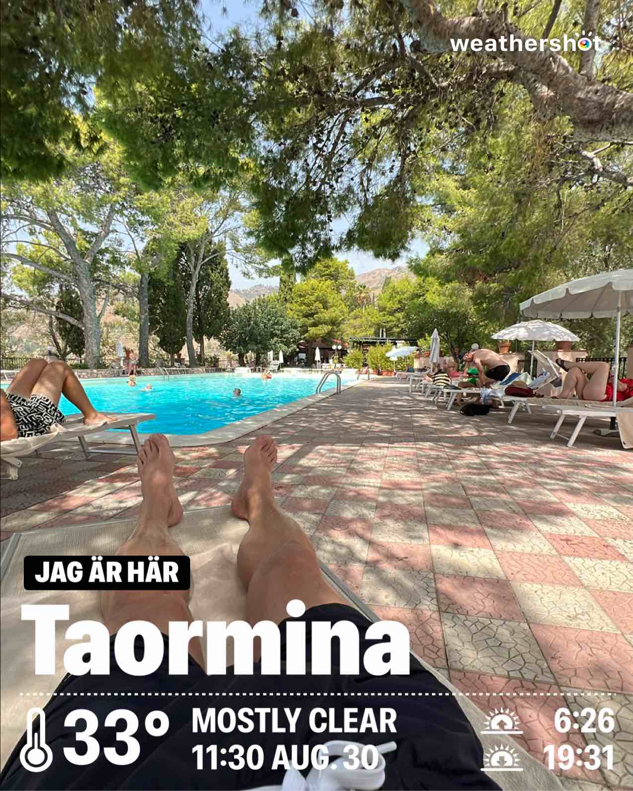 Weather in Città metropolitana di Messina, 33°C — August 30, 2026 (community photo)